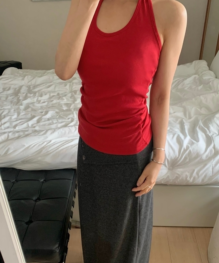 ホルターネックロングキャミソール(7color) RED