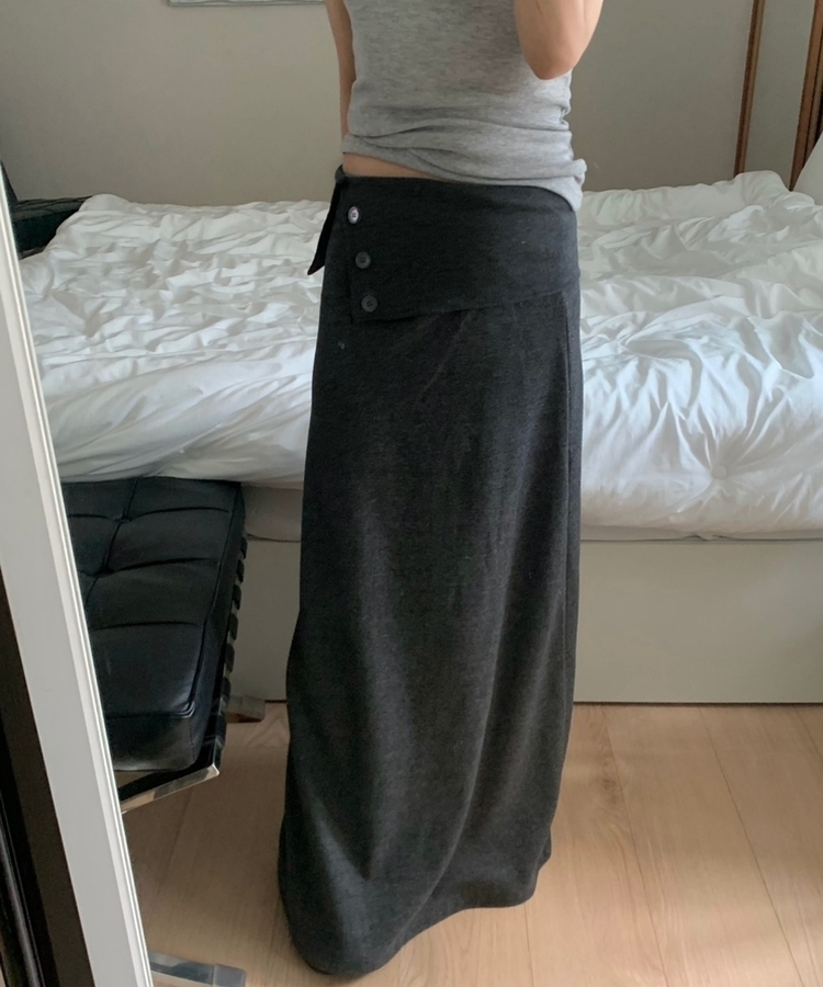 ボタンカットロングスカート CHARCOAL