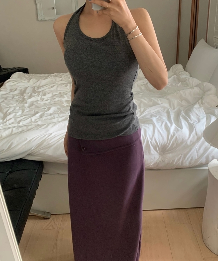 ボタンカットロングスカート PURPLE