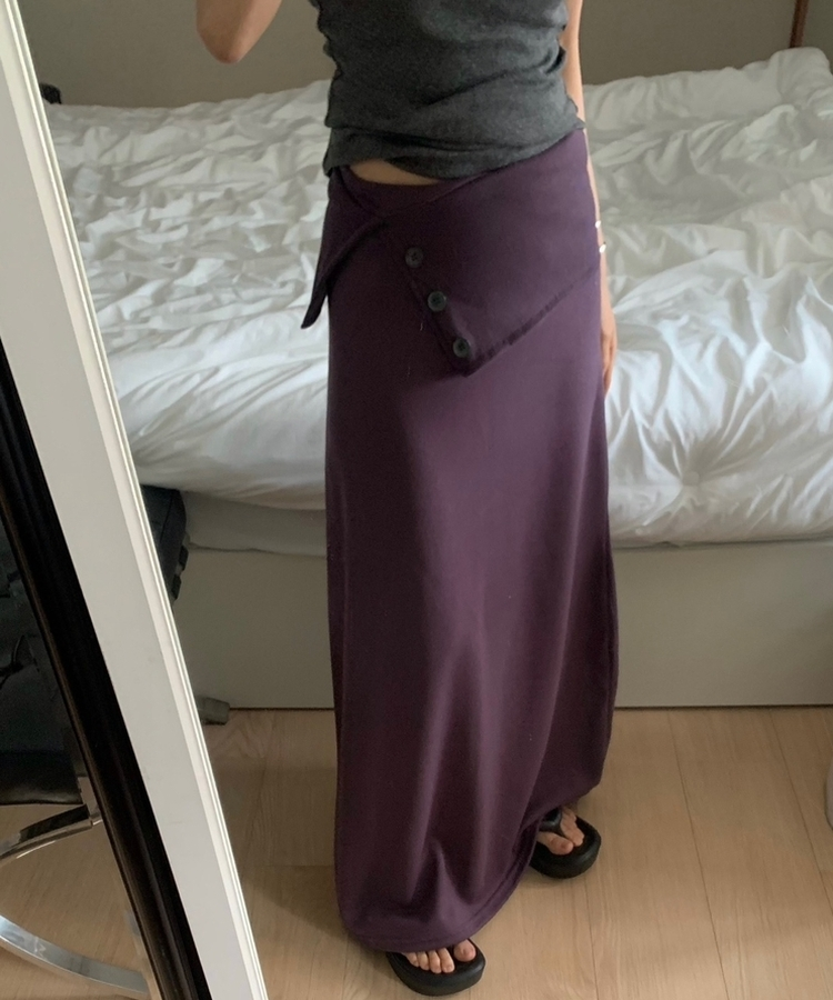 ボタンカットロングスカート PURPLE