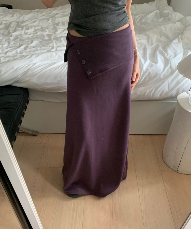 ボタンカットロングスカート PURPLE