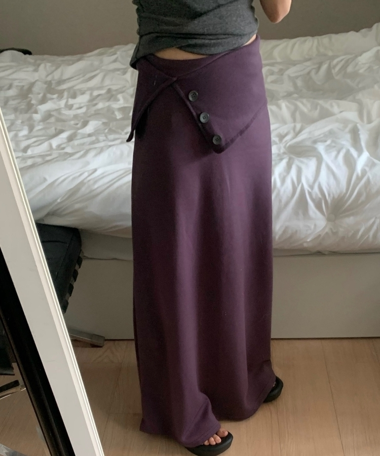 ボタンカットロングスカート PURPLE