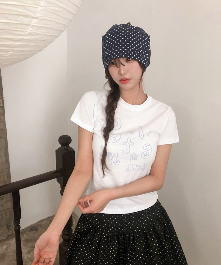 スターレタリングプリント半袖Tシャツ WHITE