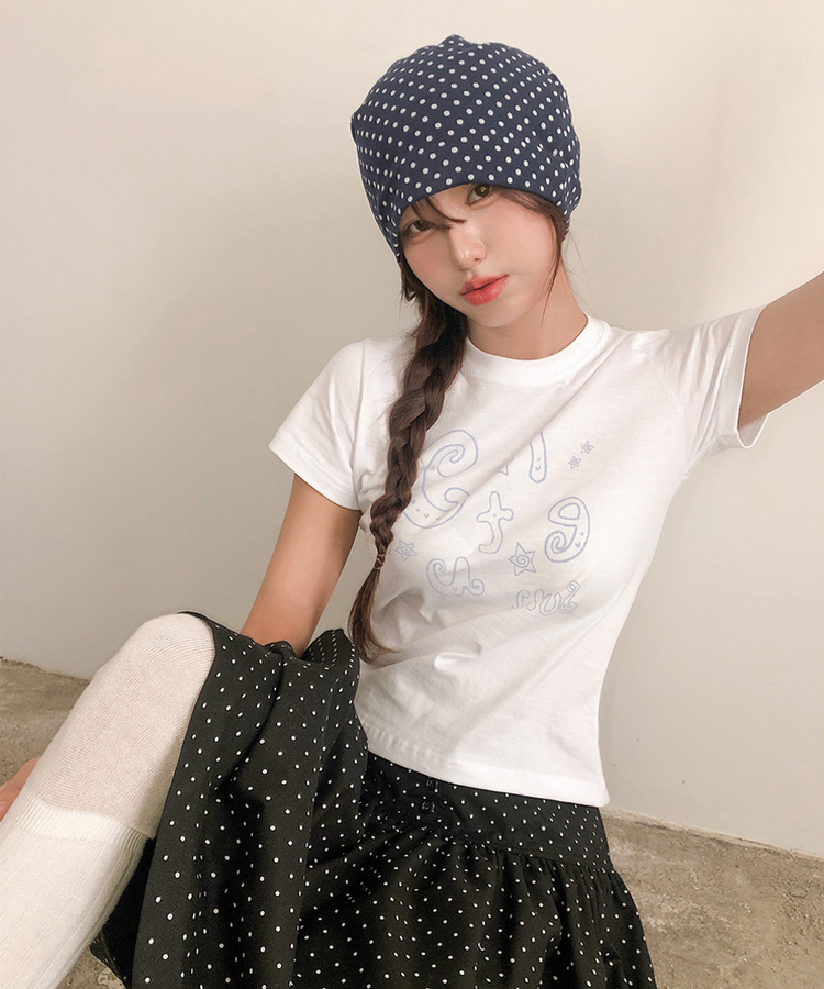 スターレタリングプリント半袖Tシャツ WHITE