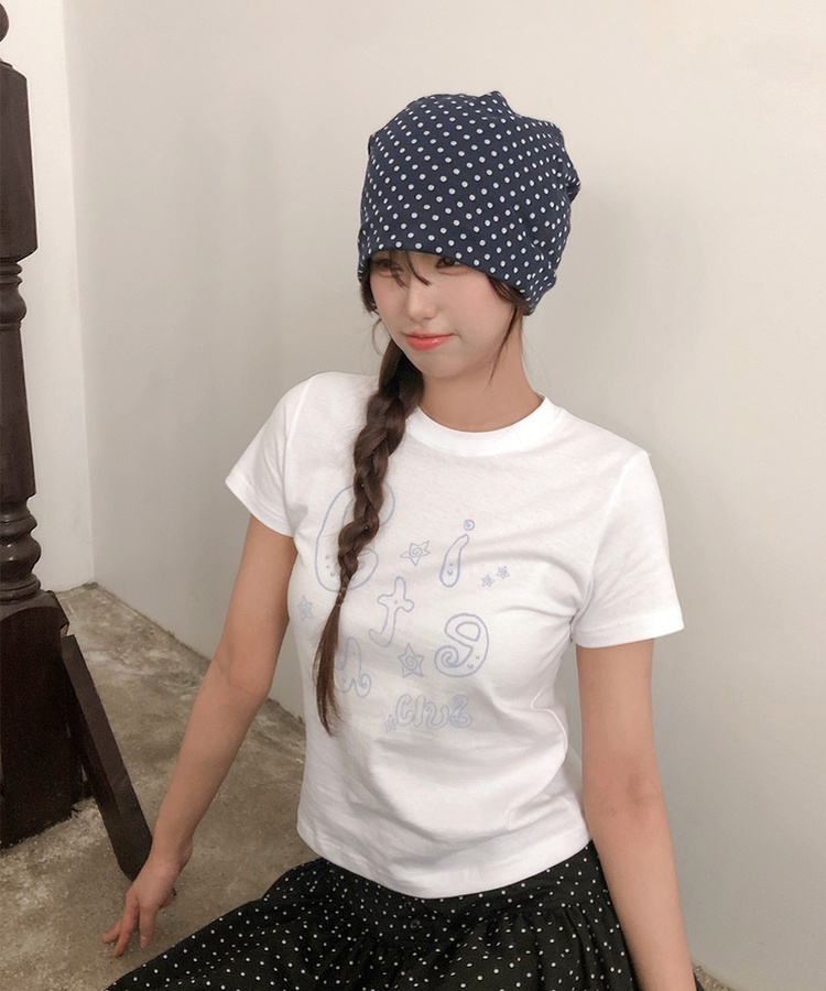 スターレタリングプリント半袖Tシャツ WHITE