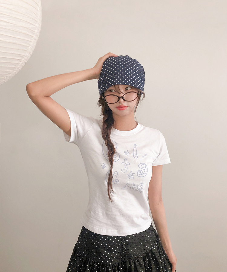 スターレタリングプリント半袖Tシャツ WHITE