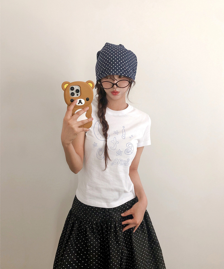 スターレタリングプリント半袖Tシャツ WHITE