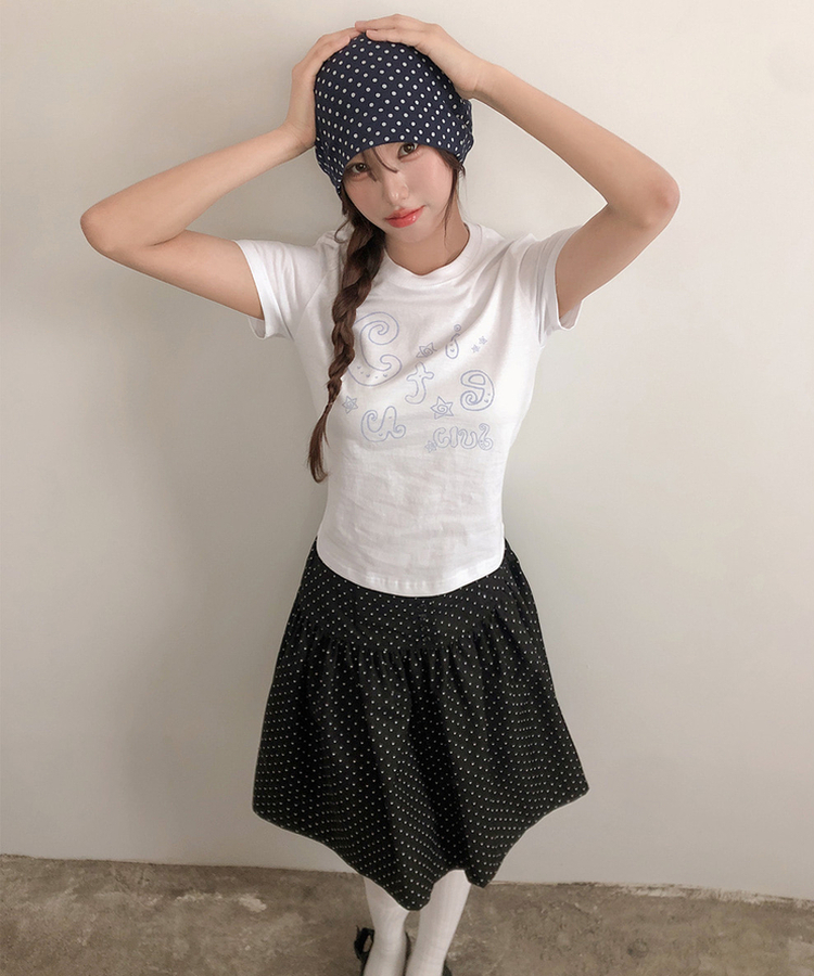 スターレタリングプリント半袖Tシャツ WHITE