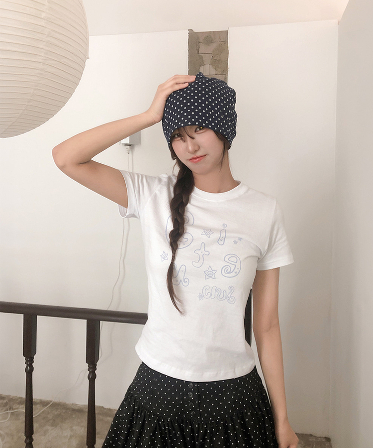 スターレタリングプリント半袖Tシャツ WHITE