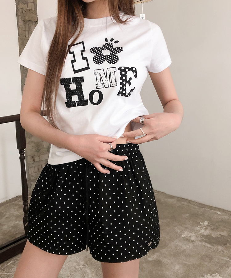 ドットレタリングプリント半袖Tシャツ WHITE