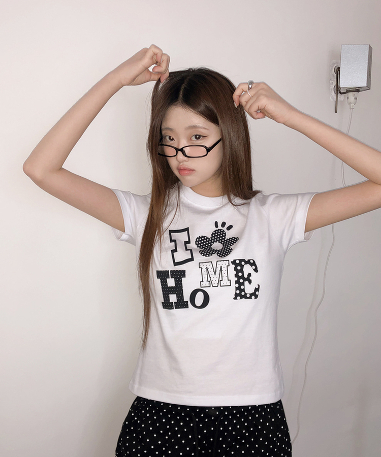 ドットレタリングプリント半袖Tシャツ WHITE