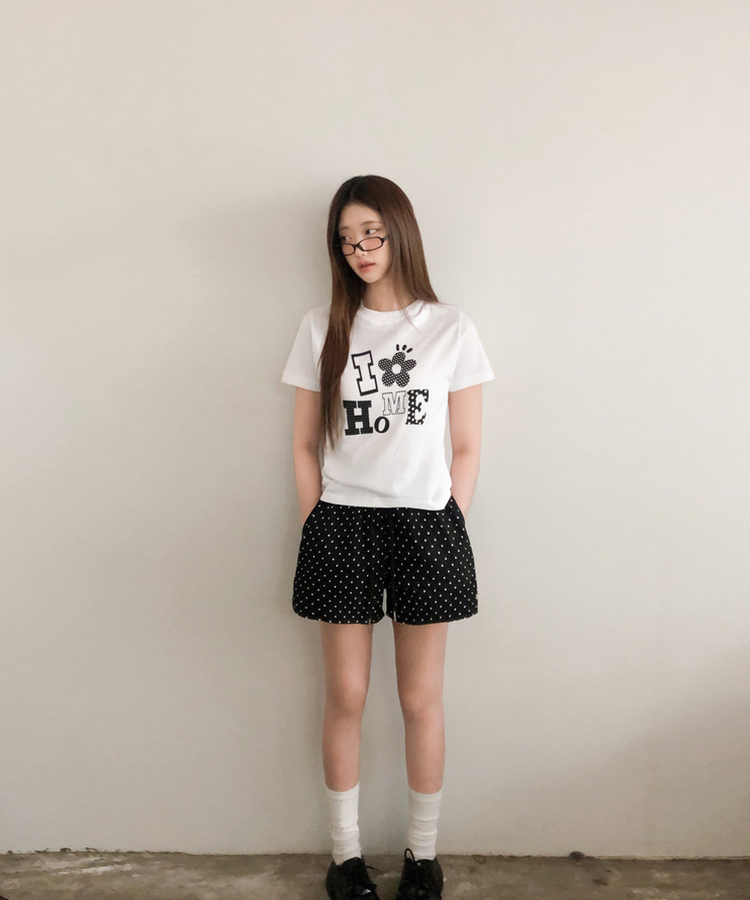 ドットレタリングプリント半袖Tシャツ WHITE