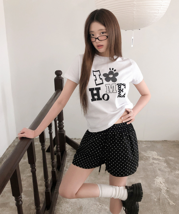 ドットレタリングプリント半袖Tシャツ WHITE