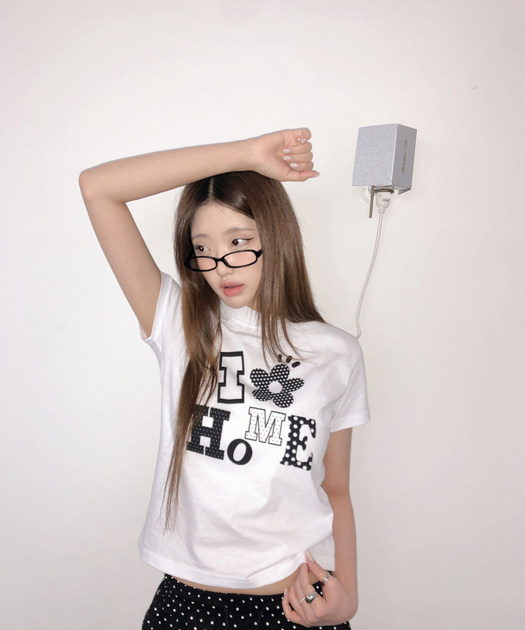 ドットレタリングプリント半袖Tシャツ WHITE
