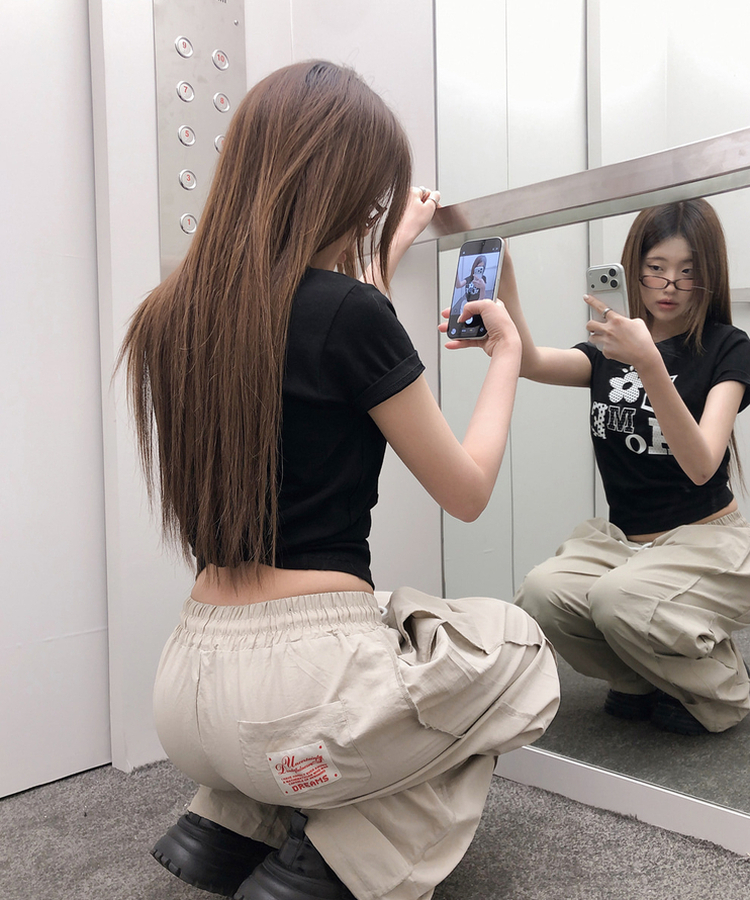 ドットレタリングプリント半袖Tシャツ BLACK