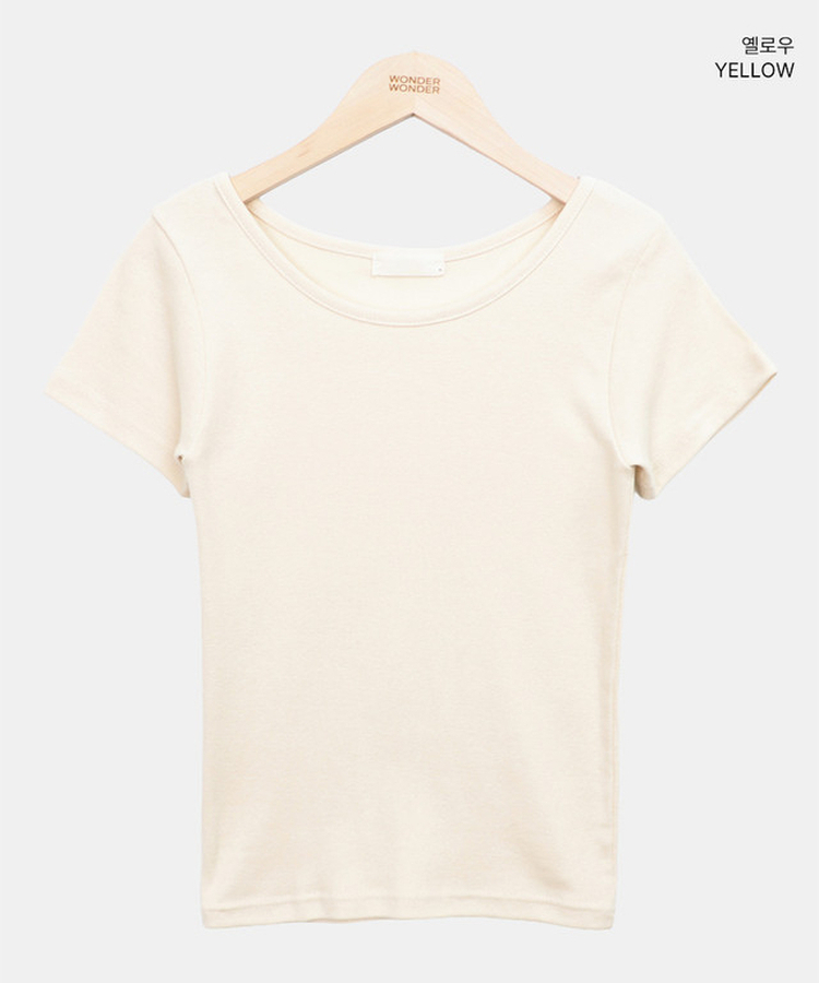 Uネックスリムラウンド半袖Tシャツ(11color)