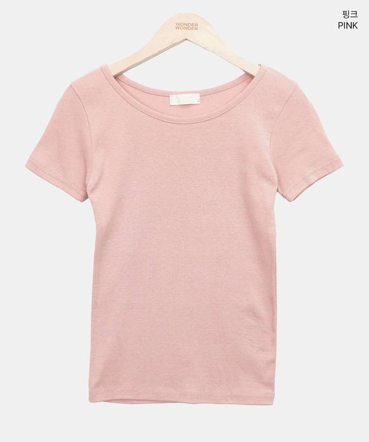 Uネックスリムラウンド半袖Tシャツ(11color)