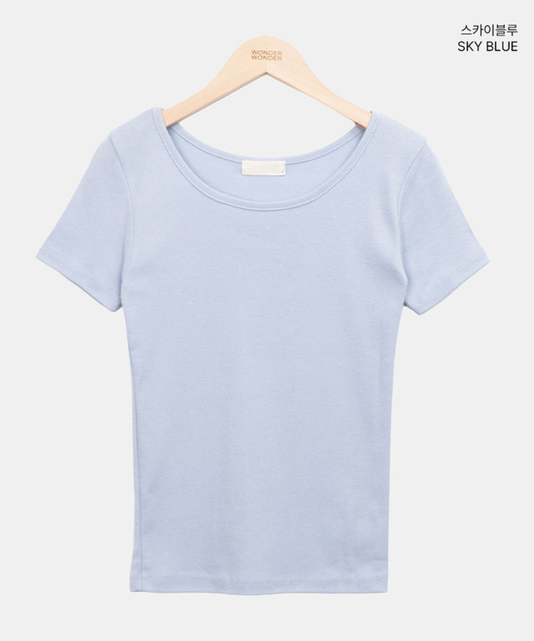 Uネックスリムラウンド半袖Tシャツ(11color)