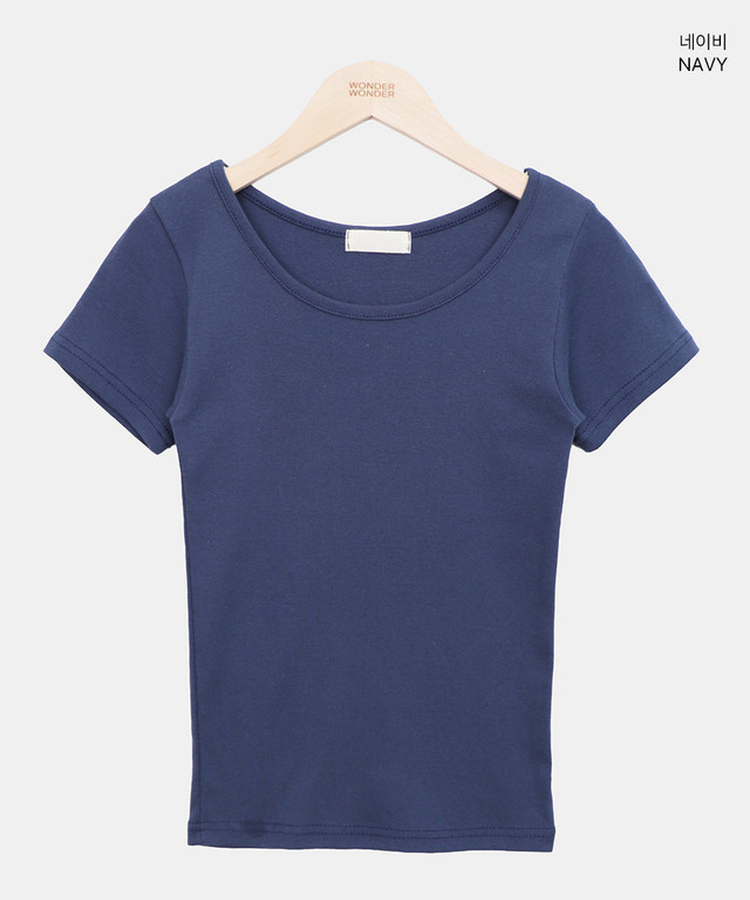 Uネックスリムラウンド半袖Tシャツ(11color)