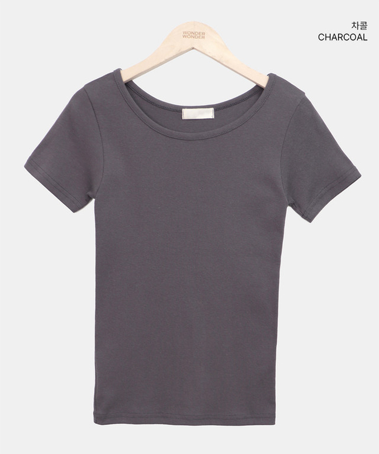 Uネックスリムラウンド半袖Tシャツ(11color)