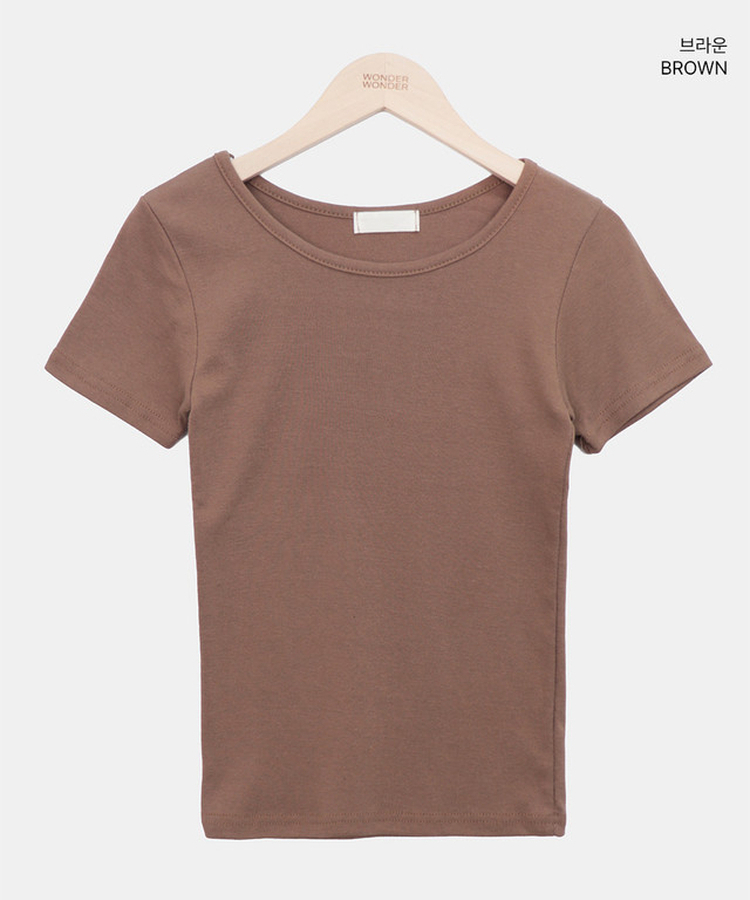 Uネックスリムラウンド半袖Tシャツ(11color)