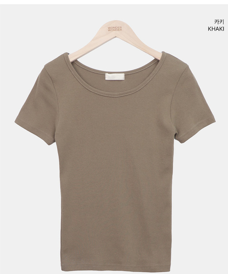 Uネックスリムラウンド半袖Tシャツ(11color)