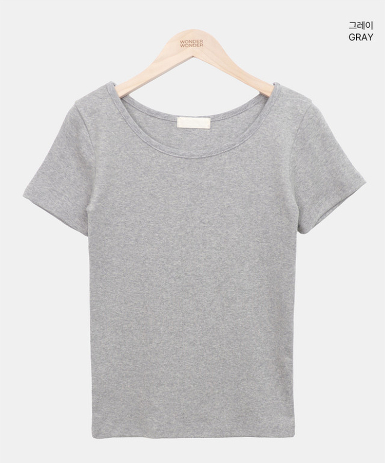 Uネックスリムラウンド半袖Tシャツ(11color)