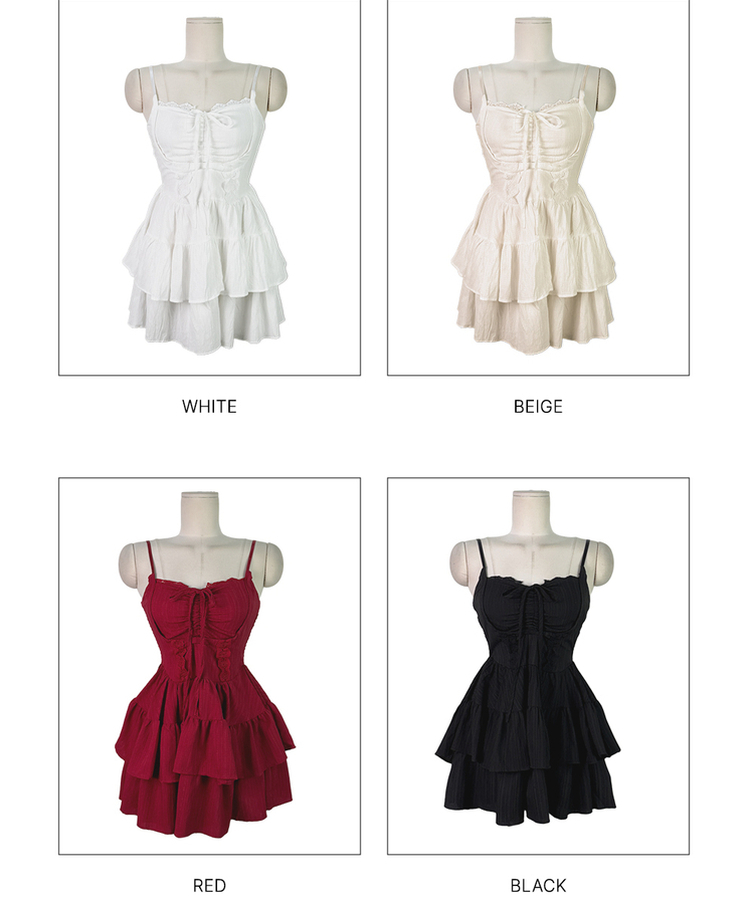 リボンフレアキャミソールミニワンピース