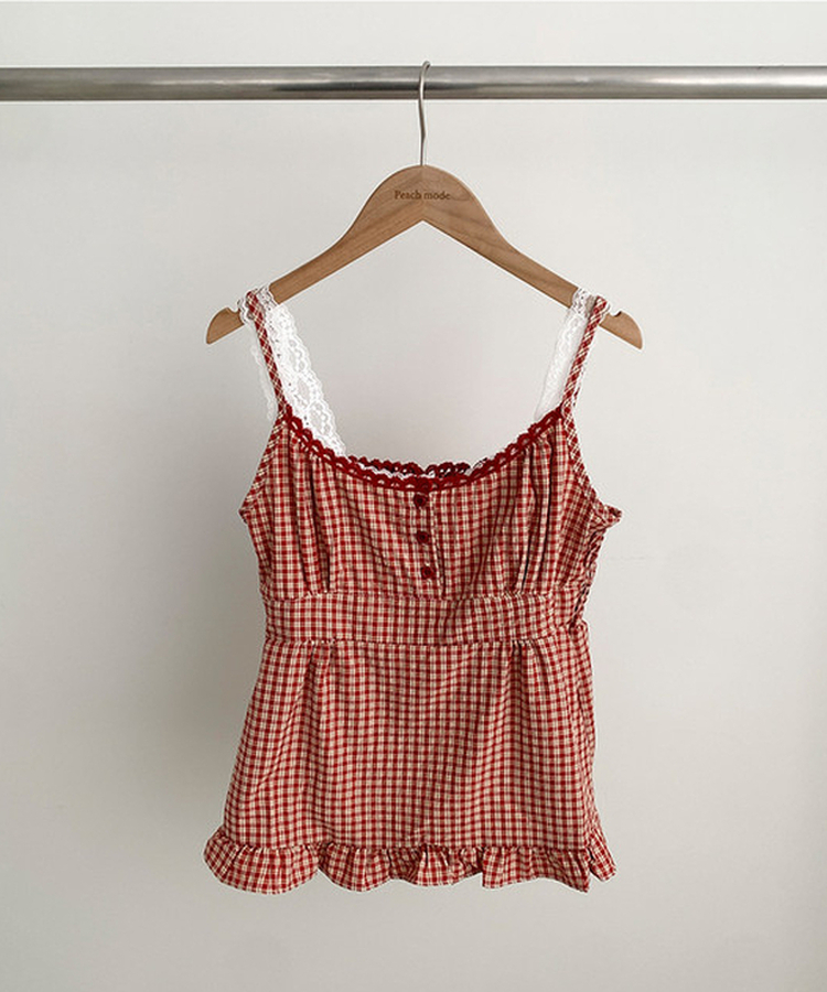 フリルチェックキャミソールブラウス