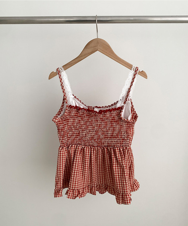 フリルチェックキャミソールブラウス
