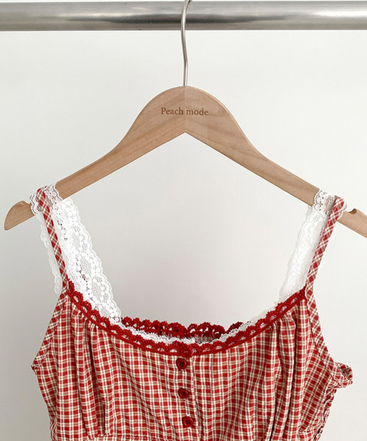 フリルチェックキャミソールブラウス