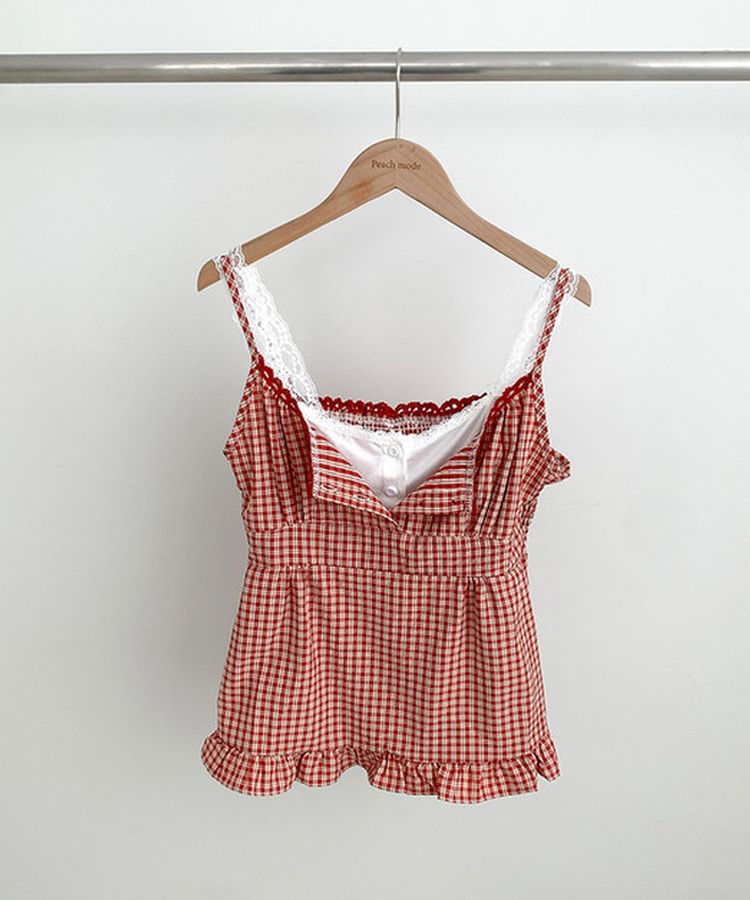 フリルチェックキャミソールブラウス