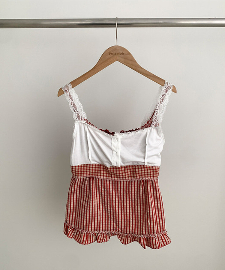 フリルチェックキャミソールブラウス