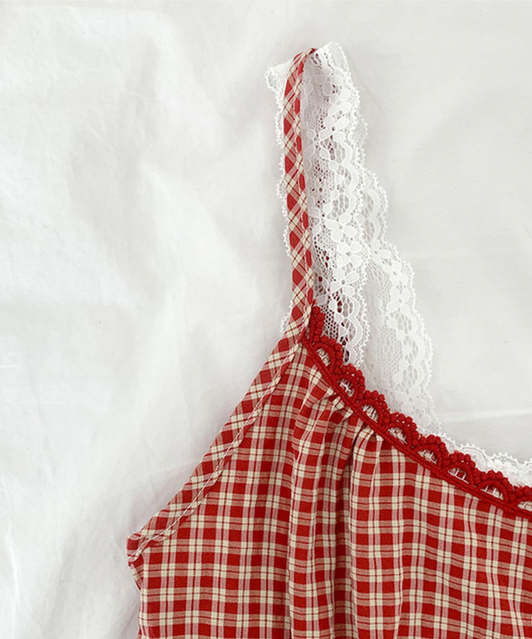 フリルチェックキャミソールブラウス