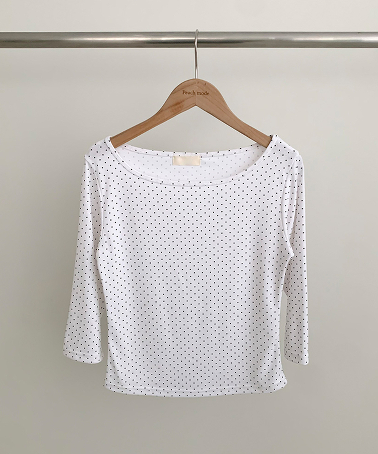 スリム7分丈ドット長袖Tシャツ