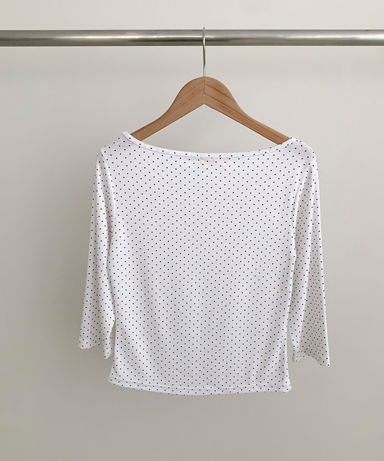 スリム7分丈ドット長袖Tシャツ