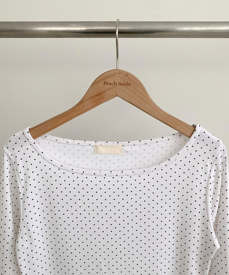 スリム7分丈ドット長袖Tシャツ