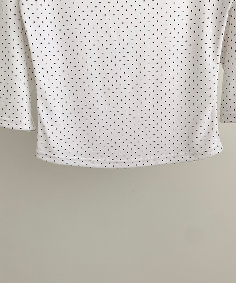 スリム7分丈ドット長袖Tシャツ