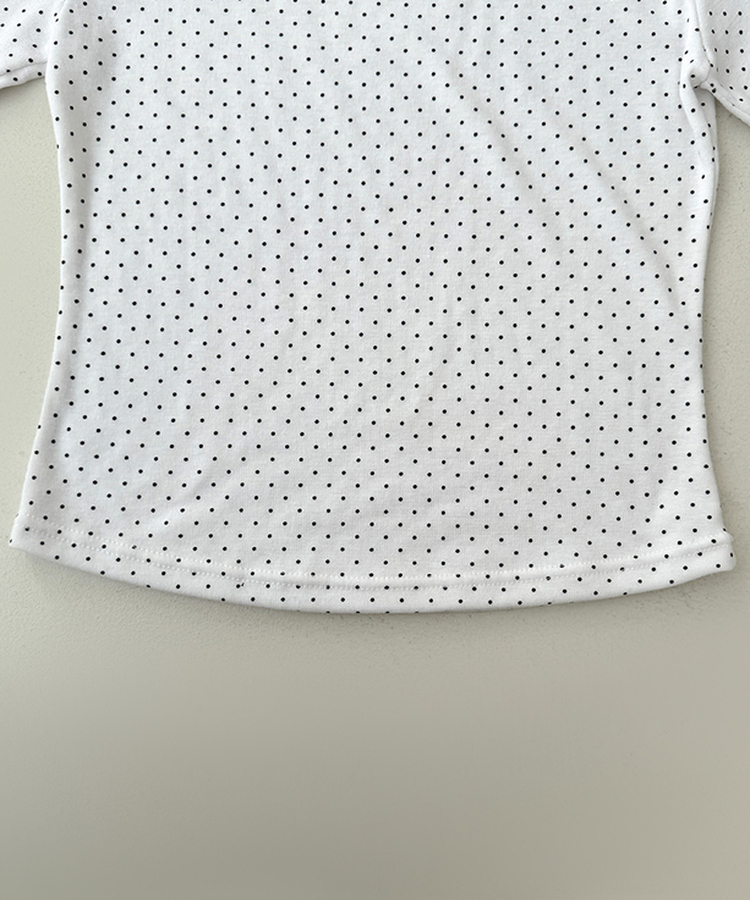 スリム7分丈ドット長袖Tシャツ