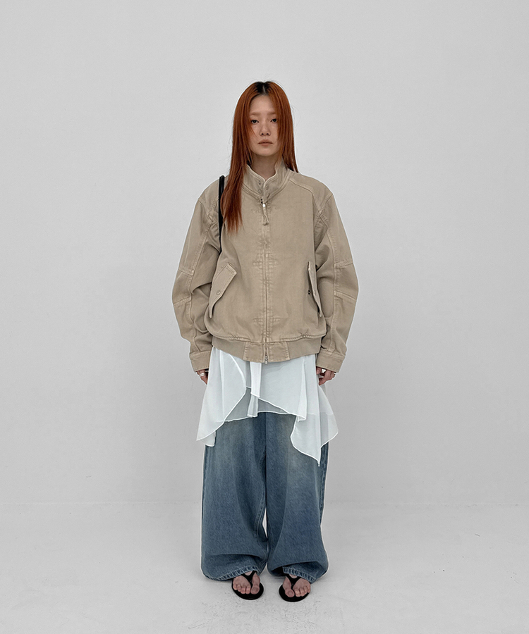 ハイネックコットンジャケット BEIGE