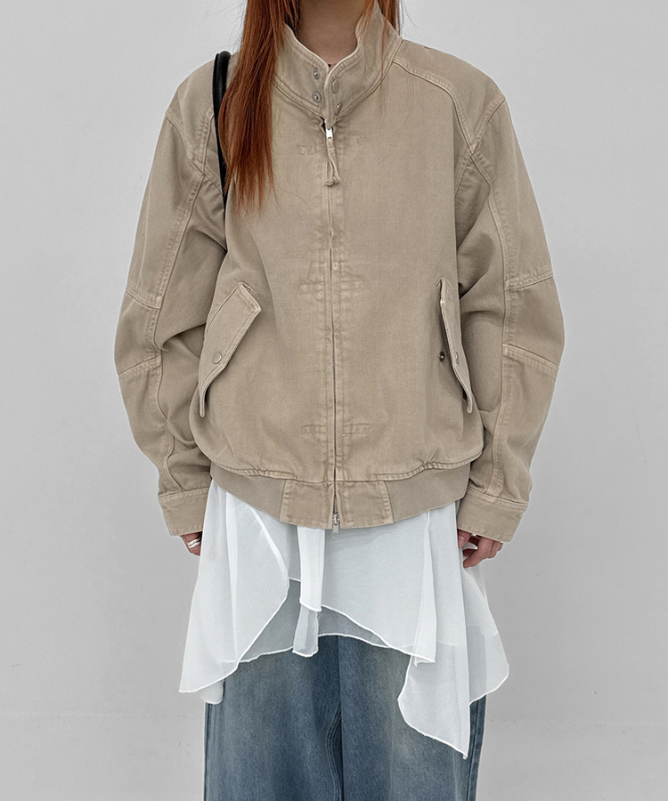 ハイネックコットンジャケット BEIGE