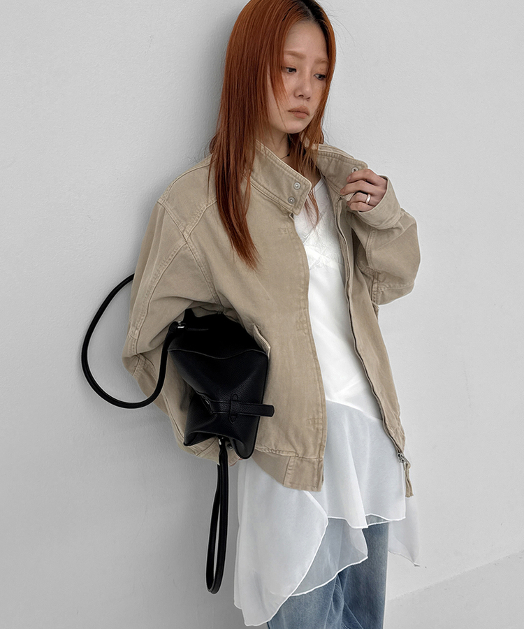 ハイネックコットンジャケット BEIGE