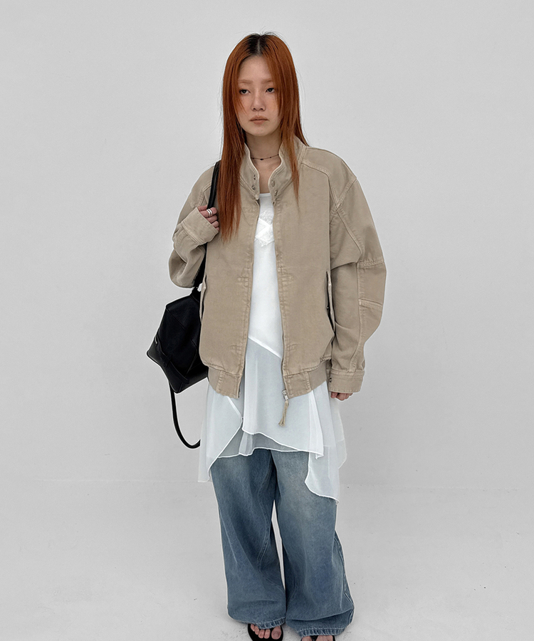 ハイネックコットンジャケット BEIGE
