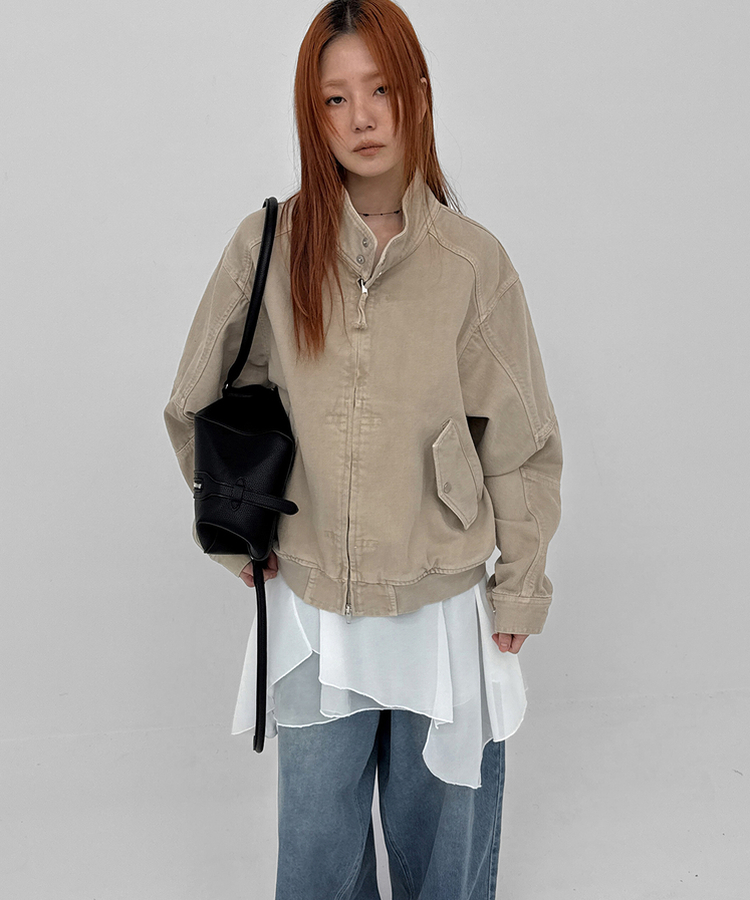 ハイネックコットンジャケット BEIGE