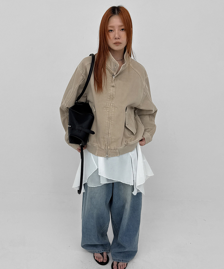 ハイネックコットンジャケット BEIGE