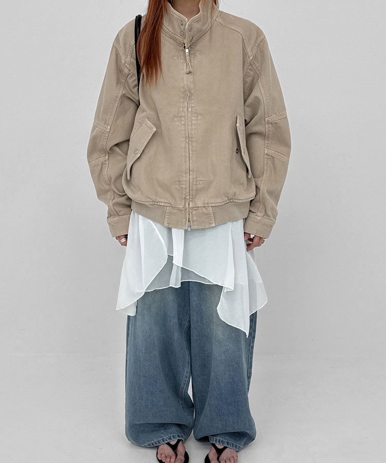 ハイネックコットンジャケット BEIGE