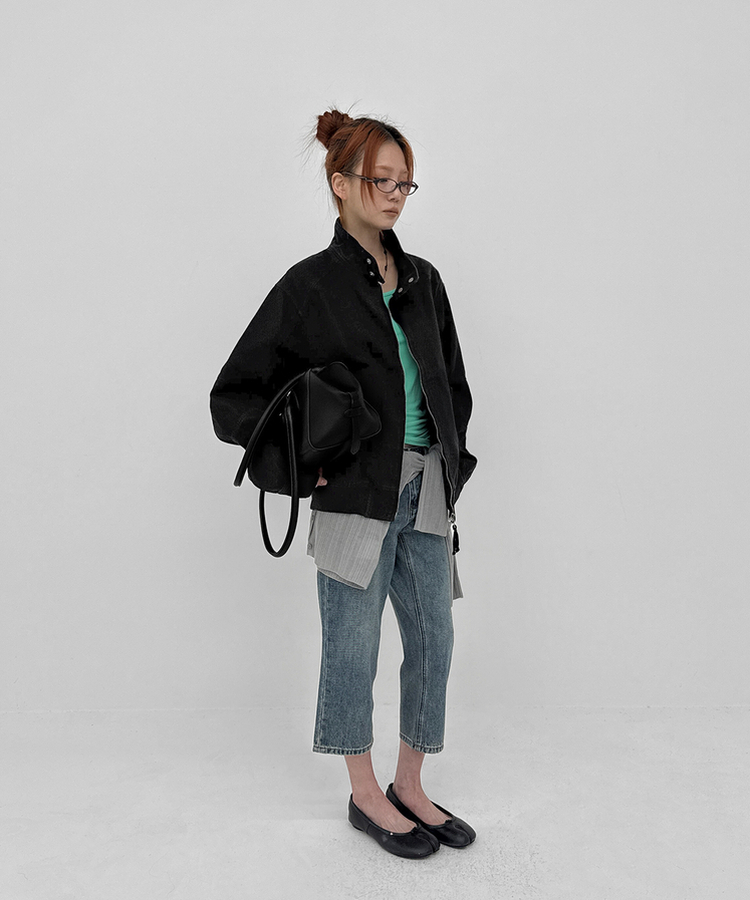 ハイネックコットンジャケット BLACK