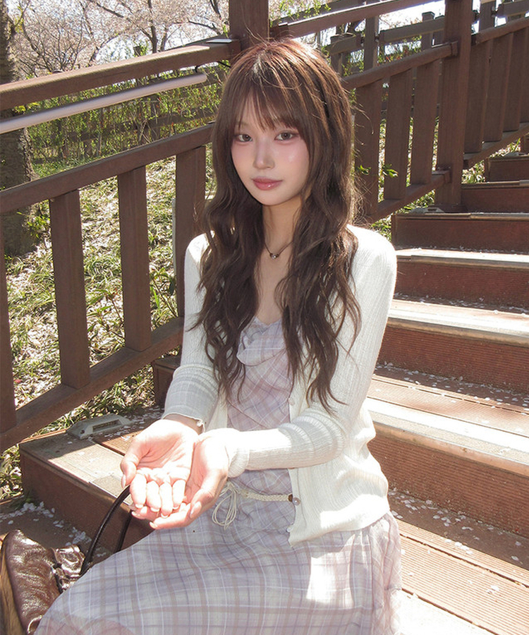 リブボタンスリムカーディガン(5color) IVORY