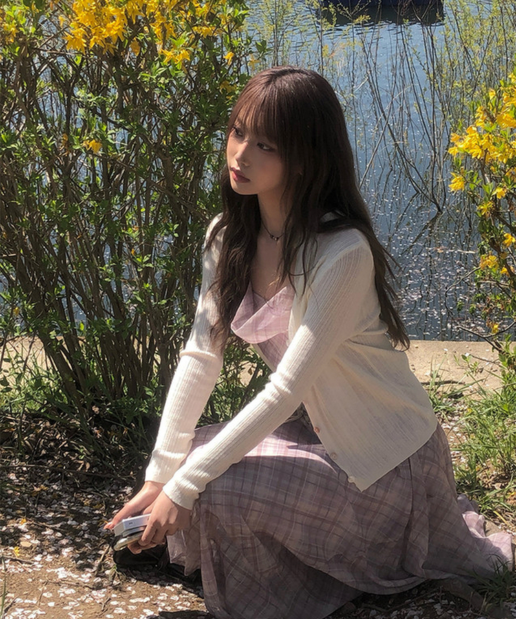 リブボタンスリムカーディガン(5color) IVORY