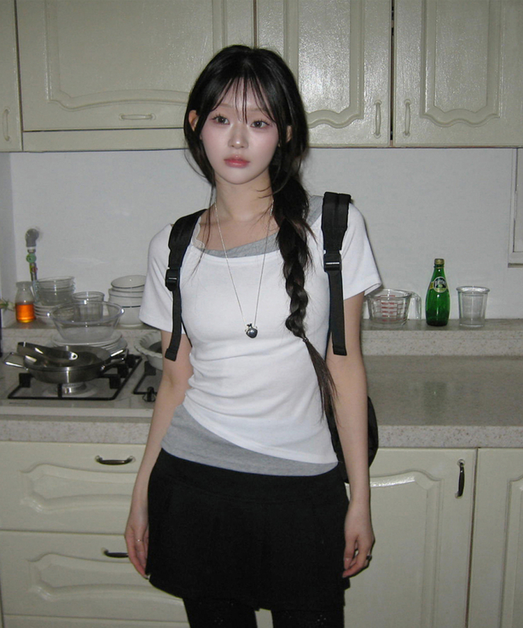 レイヤード半袖トップス IVORY